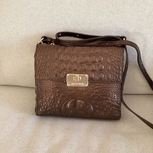 Brahmin crocodile leather crossbody in brown
